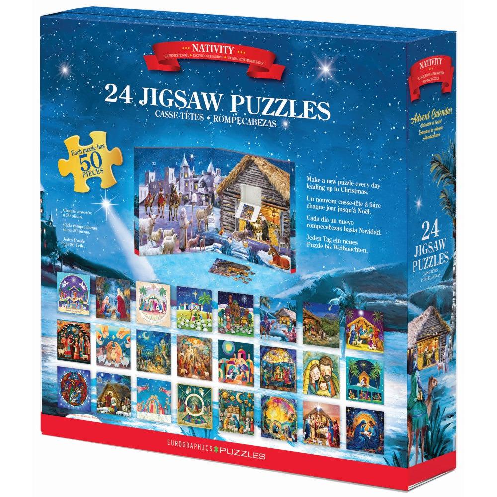 Nativity Advent Calendar - 24 Set of 50 Piece Mini Jigsaw Puzzles Eurographics