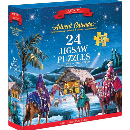 Nativity Advent Calendar - 24 Set of 50 Piece Mini Jigsaw Puzzles Eurographics