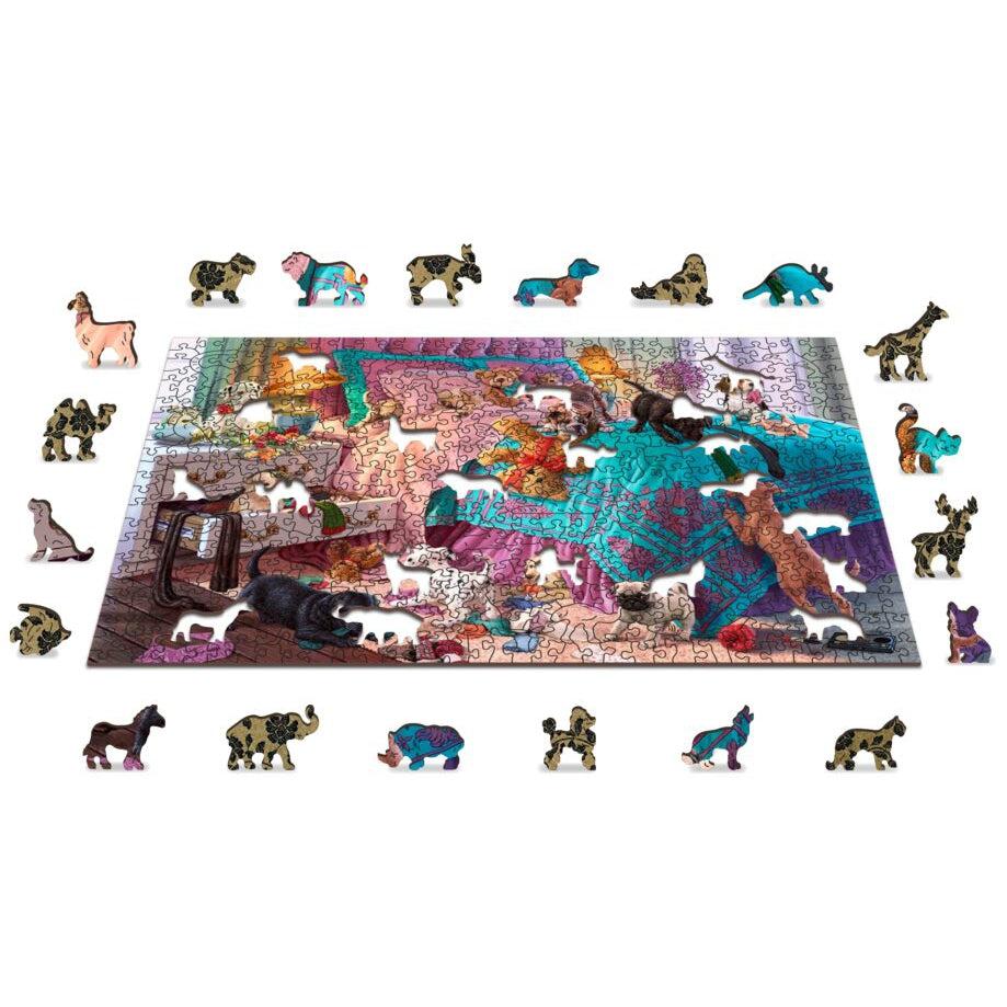 Naughty Puppies 505 Piece Wood Jigsaw Puzzle Wooden City