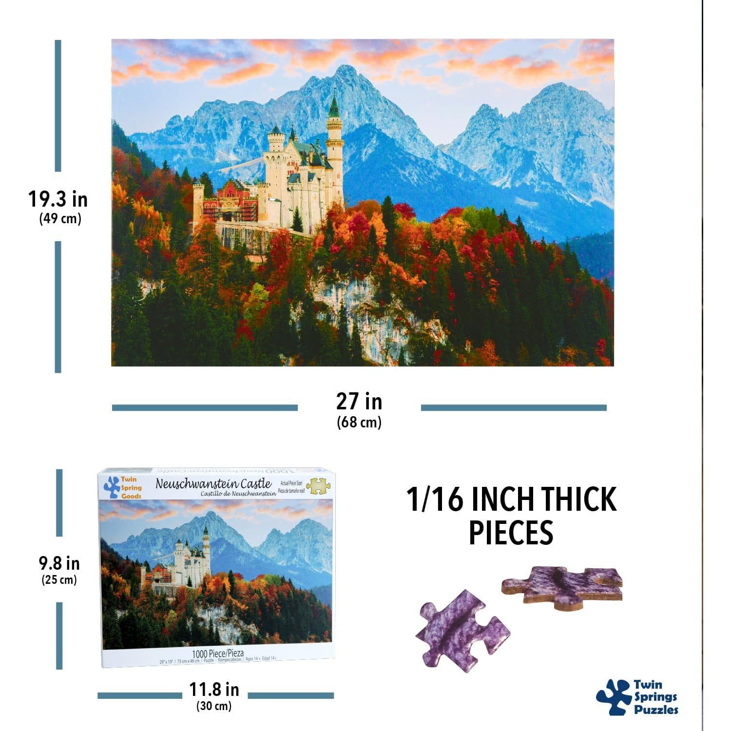 Neuschwanstein Castle 1000 Piece Jigsaw Puzzle Twin Spring – PuzzleMerchant