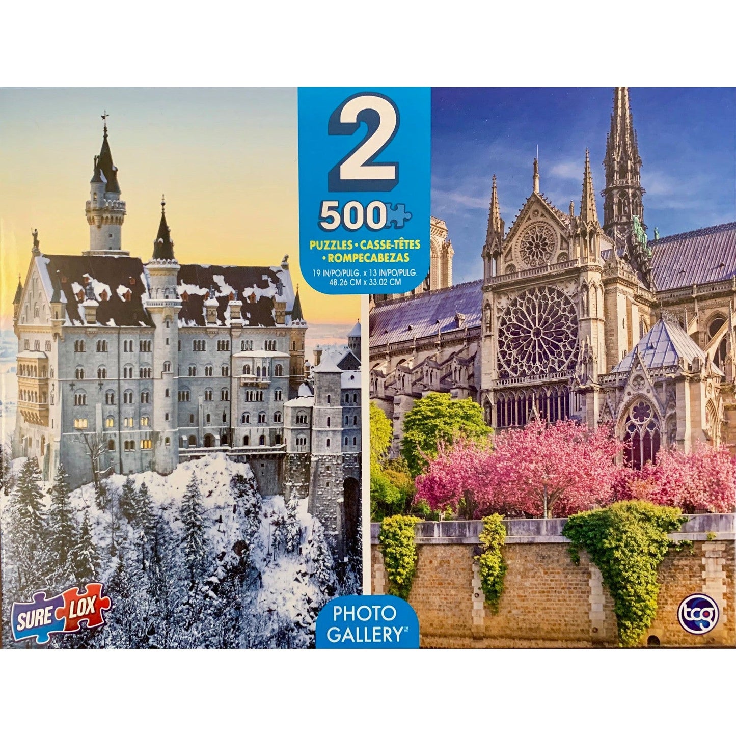 Neuschwanstein & Notre Dame 2 Pack 500 Piece Jigsaw Puzzles Sure Lox