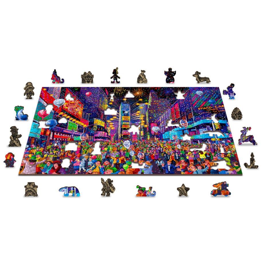 New Year’s Eve 505 Piece Wood Jigsaw Puzzle Wooden City