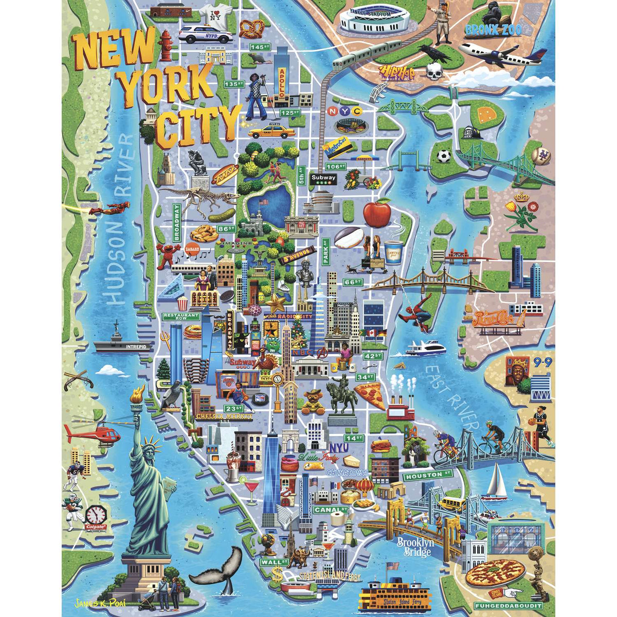 New York City Map 1000 Piece Jigsaw Puzzle Boardwalk