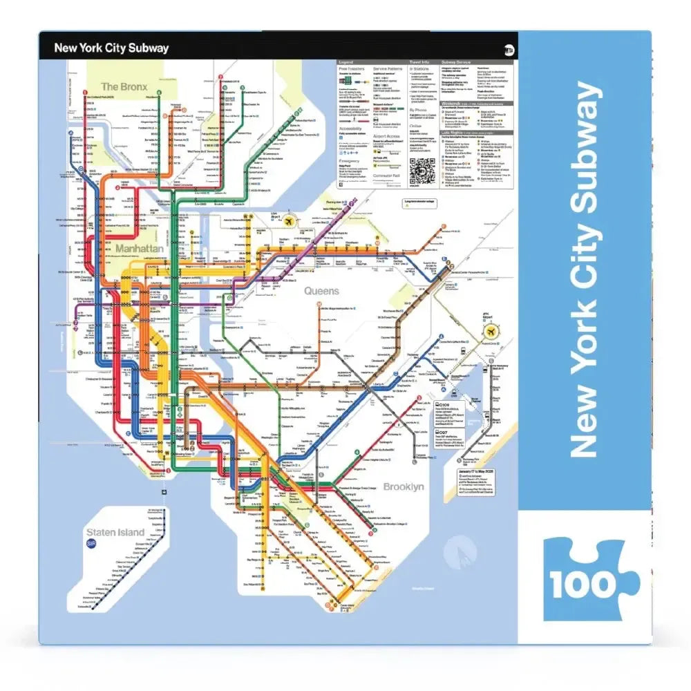 New York City Subway Map MTA 100 Piece Mini Jigsaw Puzzle NYPC
