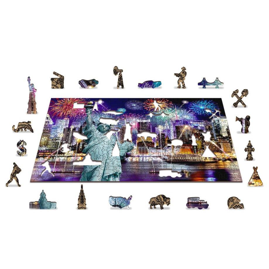 New York by Night 400 Piece Wood Jigsaw Puzzle Wooden City