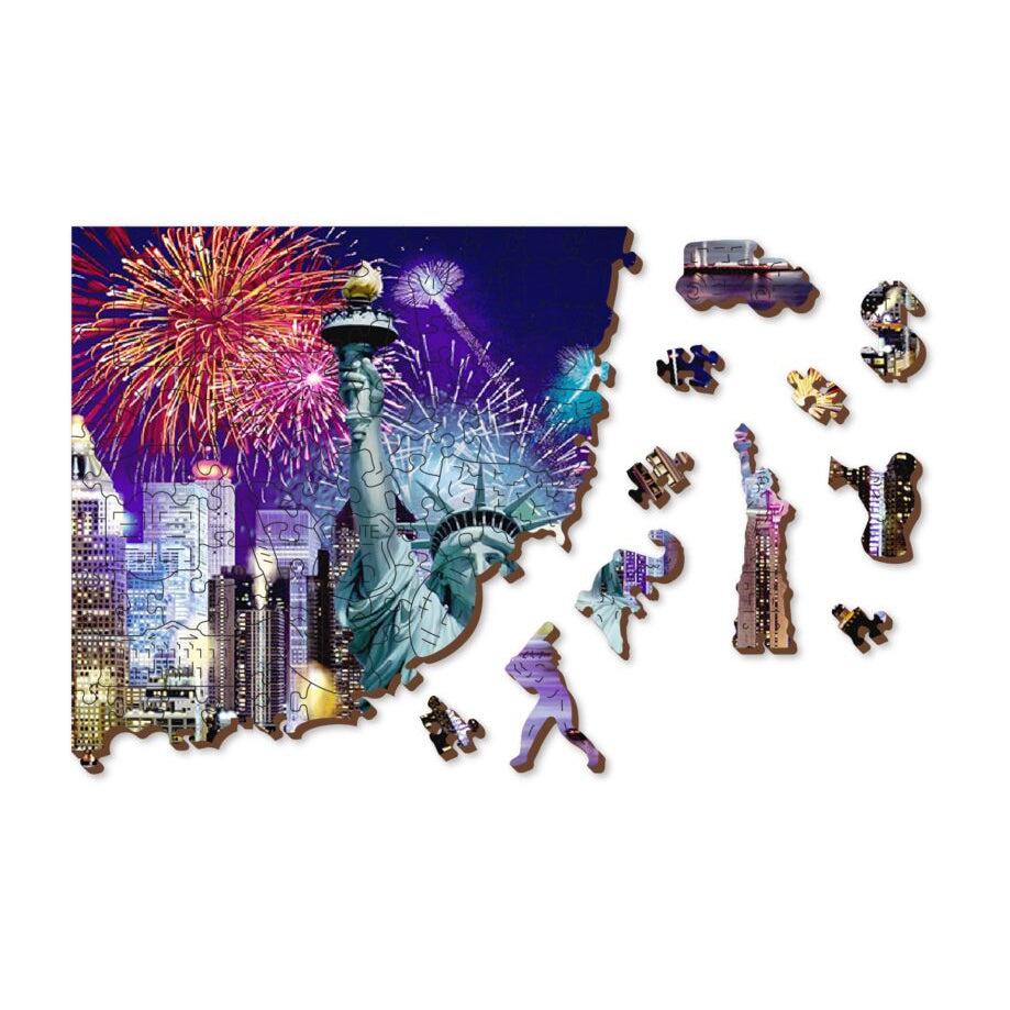 New York by Night 400 Piece Wood Jigsaw Puzzle Wooden City