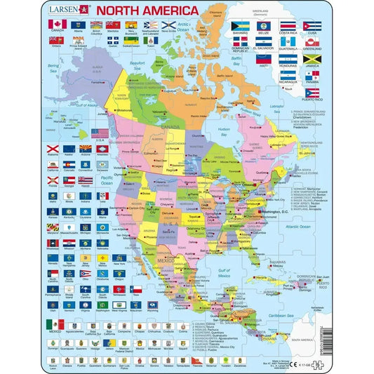 North America Map 70 Piece Tray Jigsaw Puzzle Larsen