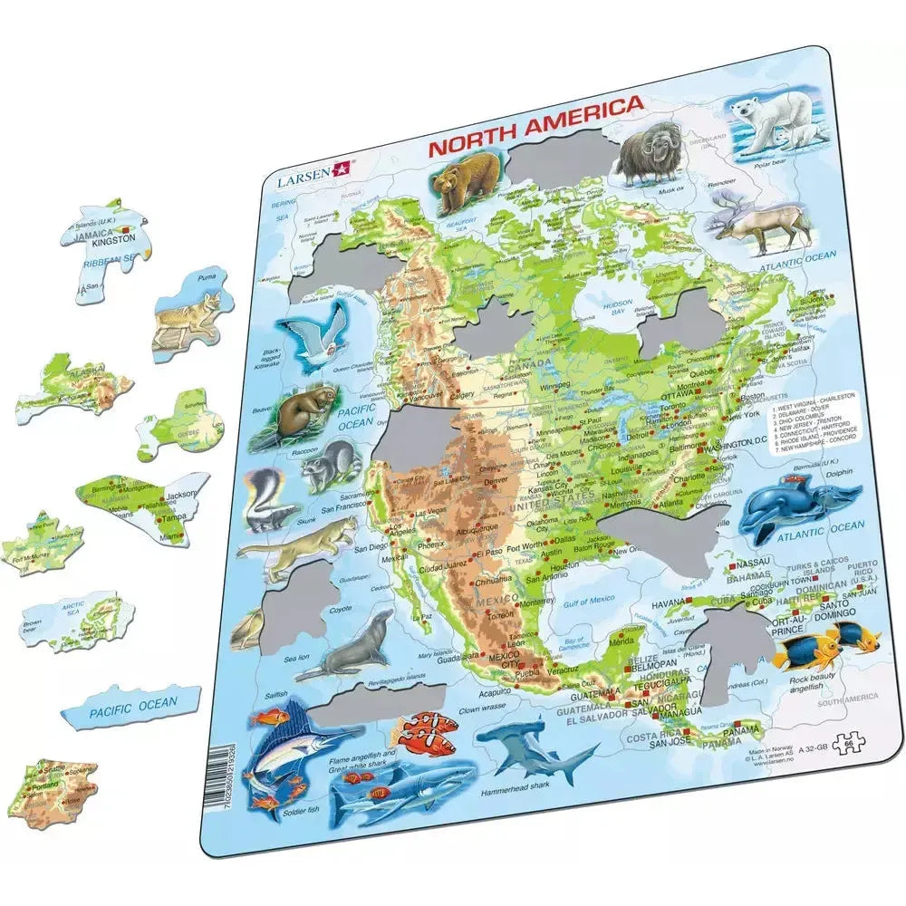 North America Topographic Map 66 Piece Tray Jigsaw Puzzle Larsen