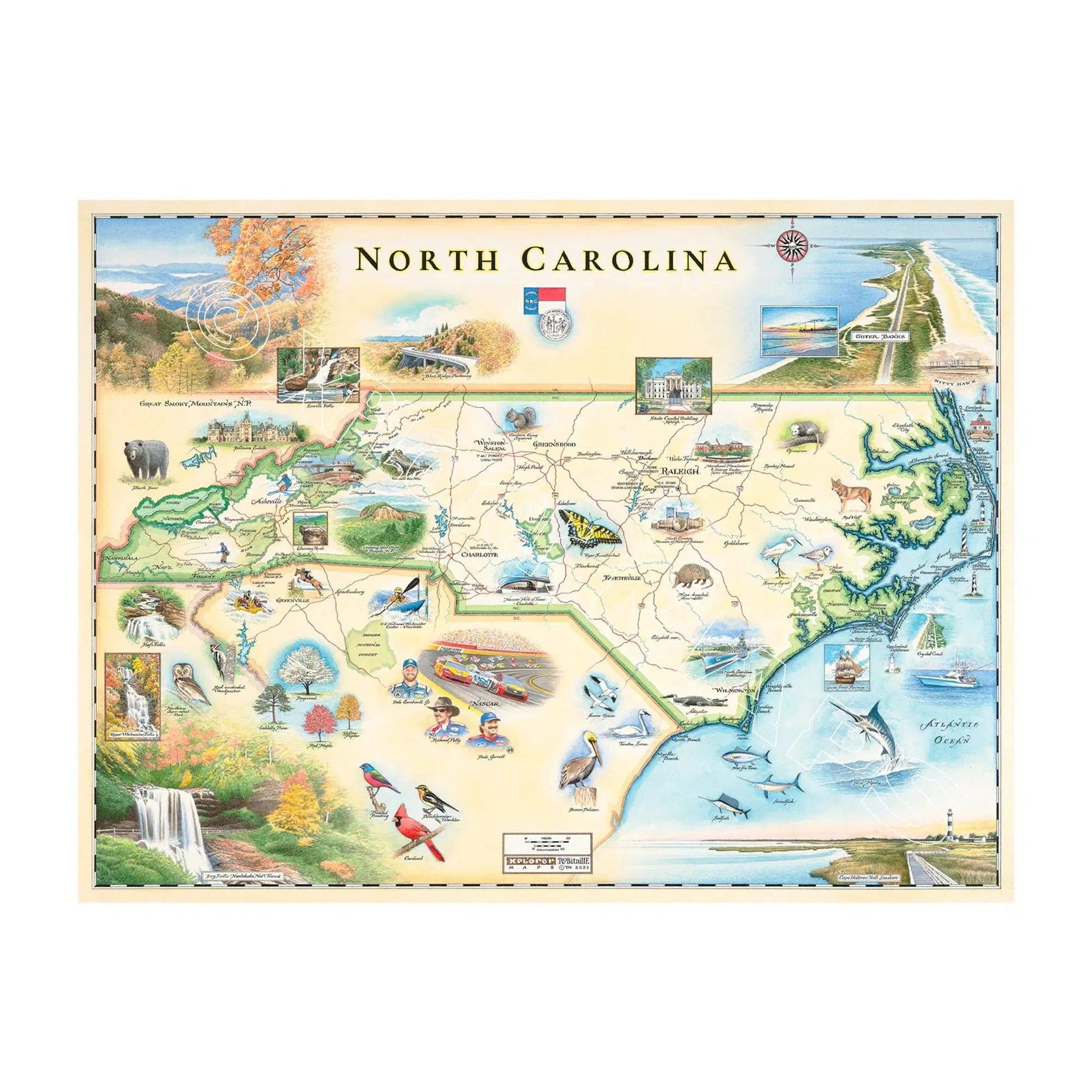 North Carolina 1000 Piece Jigsaw Puzzle Xplorer Maps