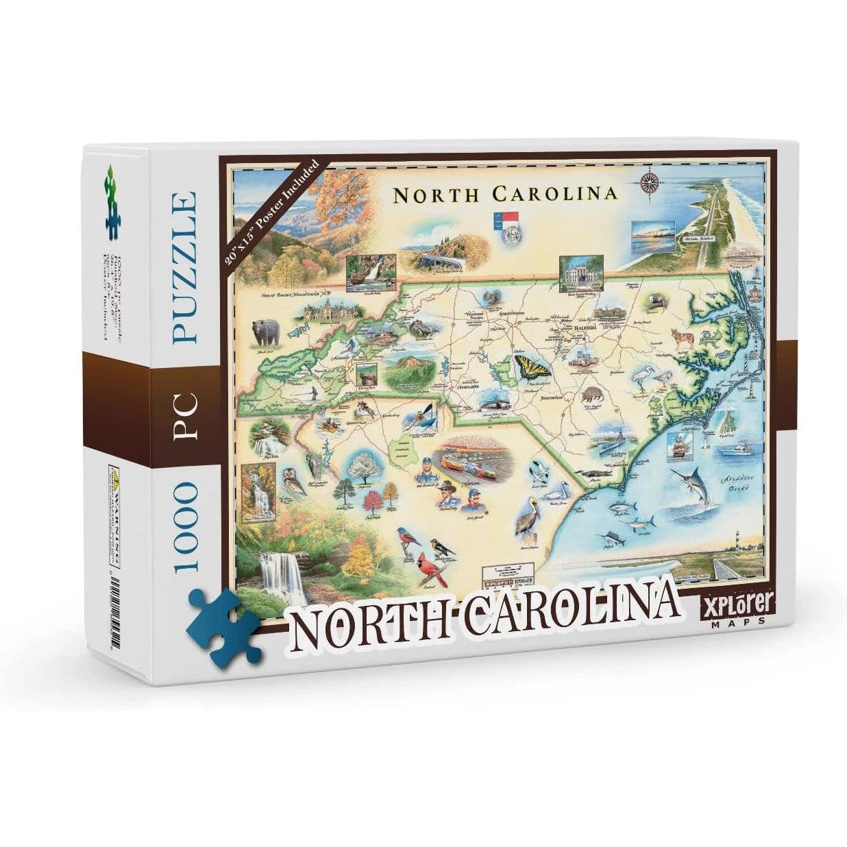 North Carolina 1000 Piece Jigsaw Puzzle Xplorer Maps