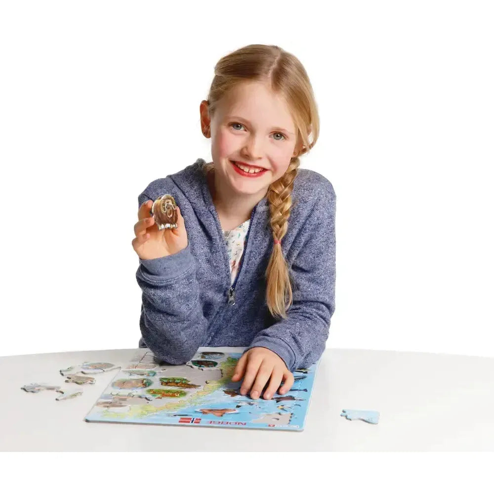 Norway Map with Animals 62 Piece Tray Jigsaw Puzzle Larsen