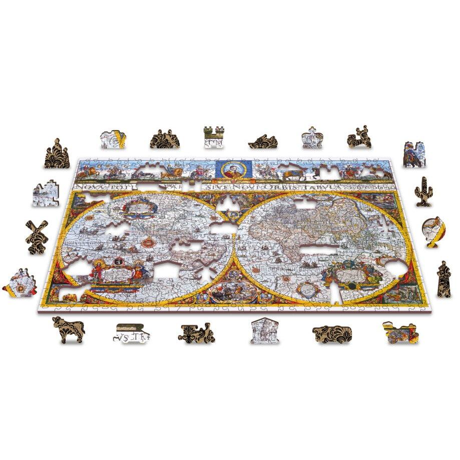 Nova Terrarum Antique Map 505 Piece Wood Jigsaw Puzzle Wooden City