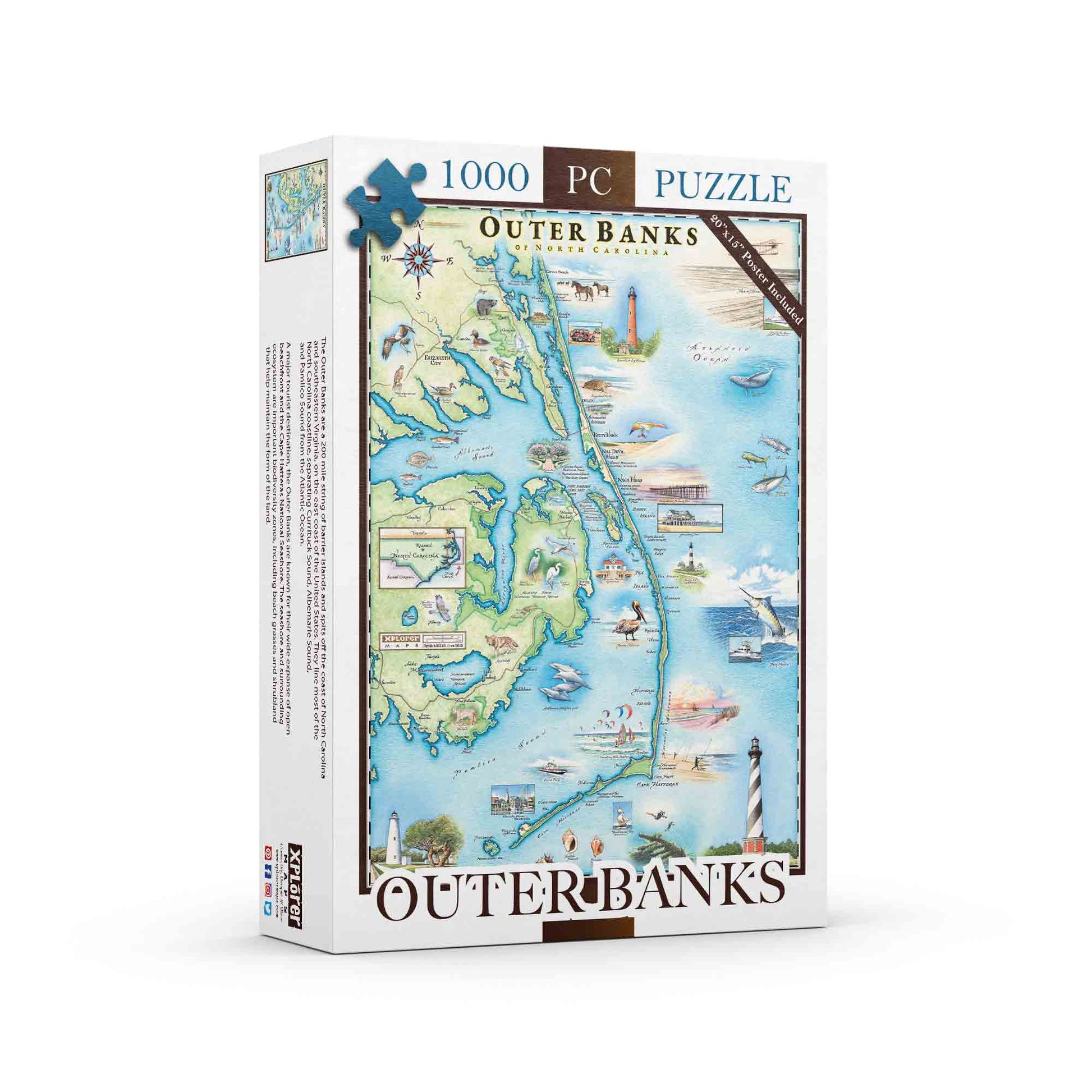 Outer Banks of North Carolina 1000 Piece Jigsaw Puzzle Xplorer Maps