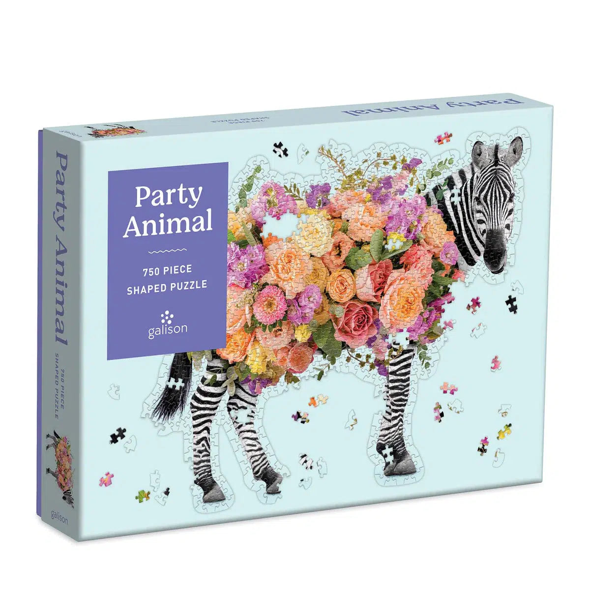 Party Animal 750 Piece Zebra Shaped Jigsaw Puzzle Galison