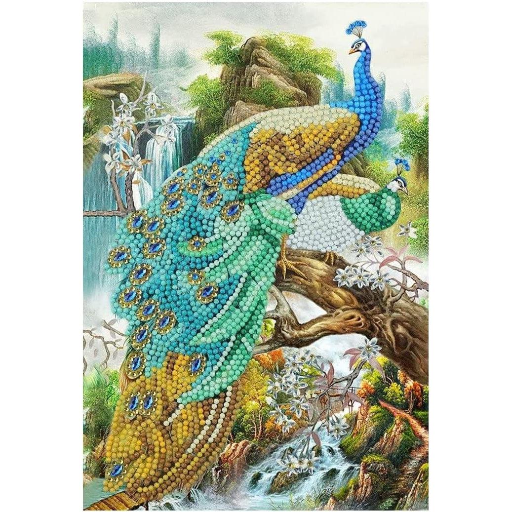 Peacock Waterfall Crystal Art Notebook Kit Craft Buddy