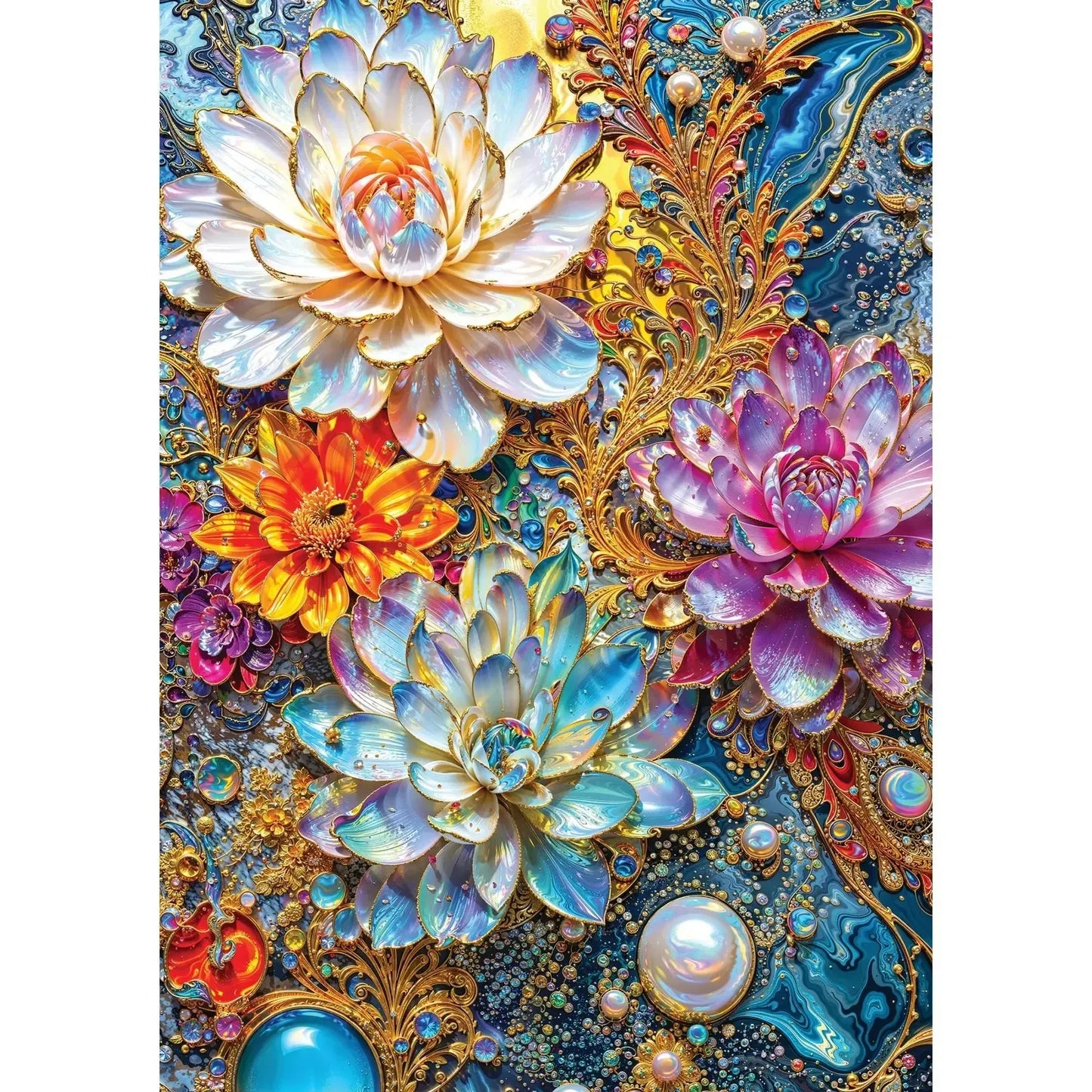 Pearlescent Waterlilies 1000 Piece Jigsaw Puzzle Enjoy