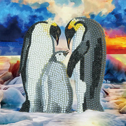 Penguin Family Crystal Art Card Kit Craft Buddy