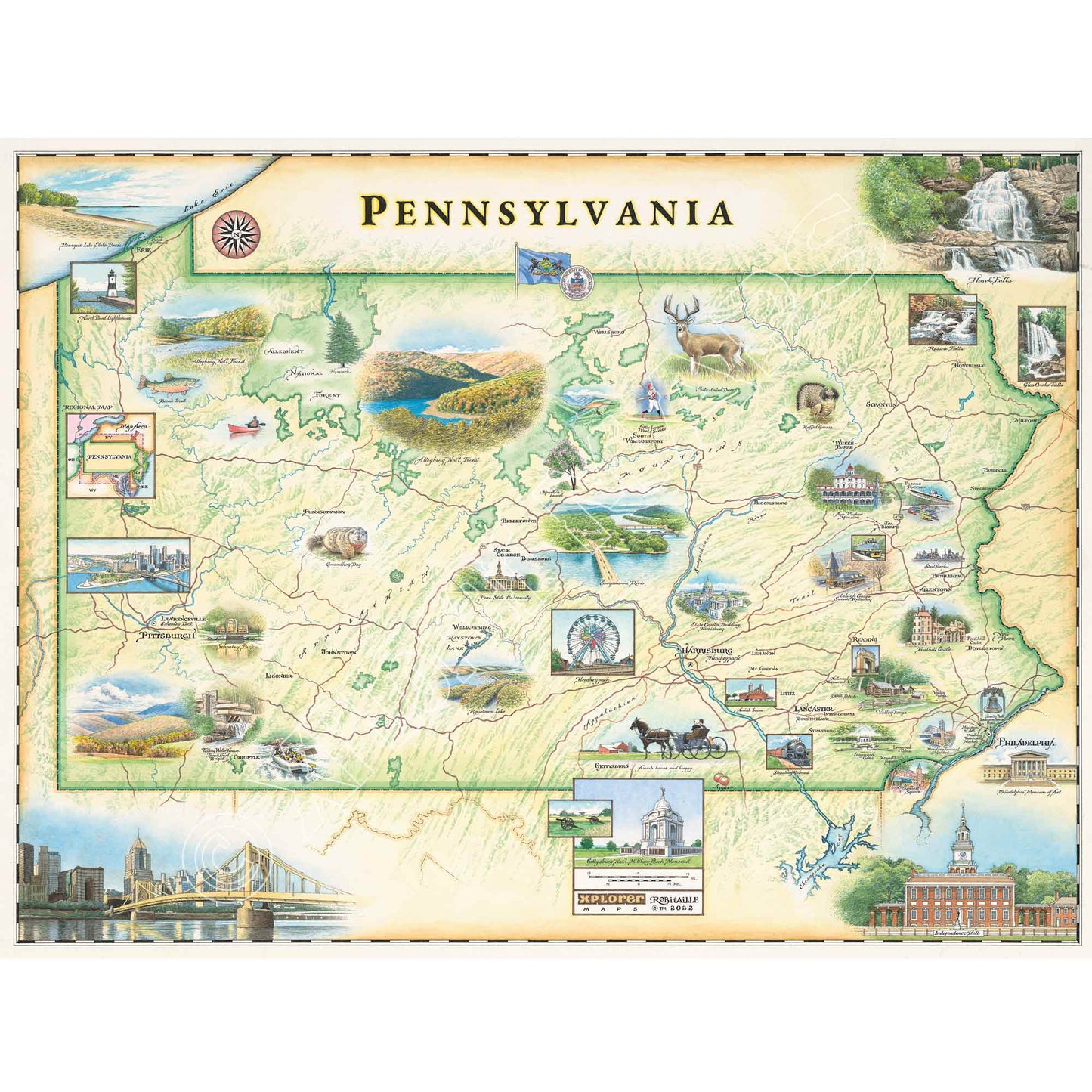 Pennsylvania 1000 Piece Jigsaw Puzzle Xplorer Maps