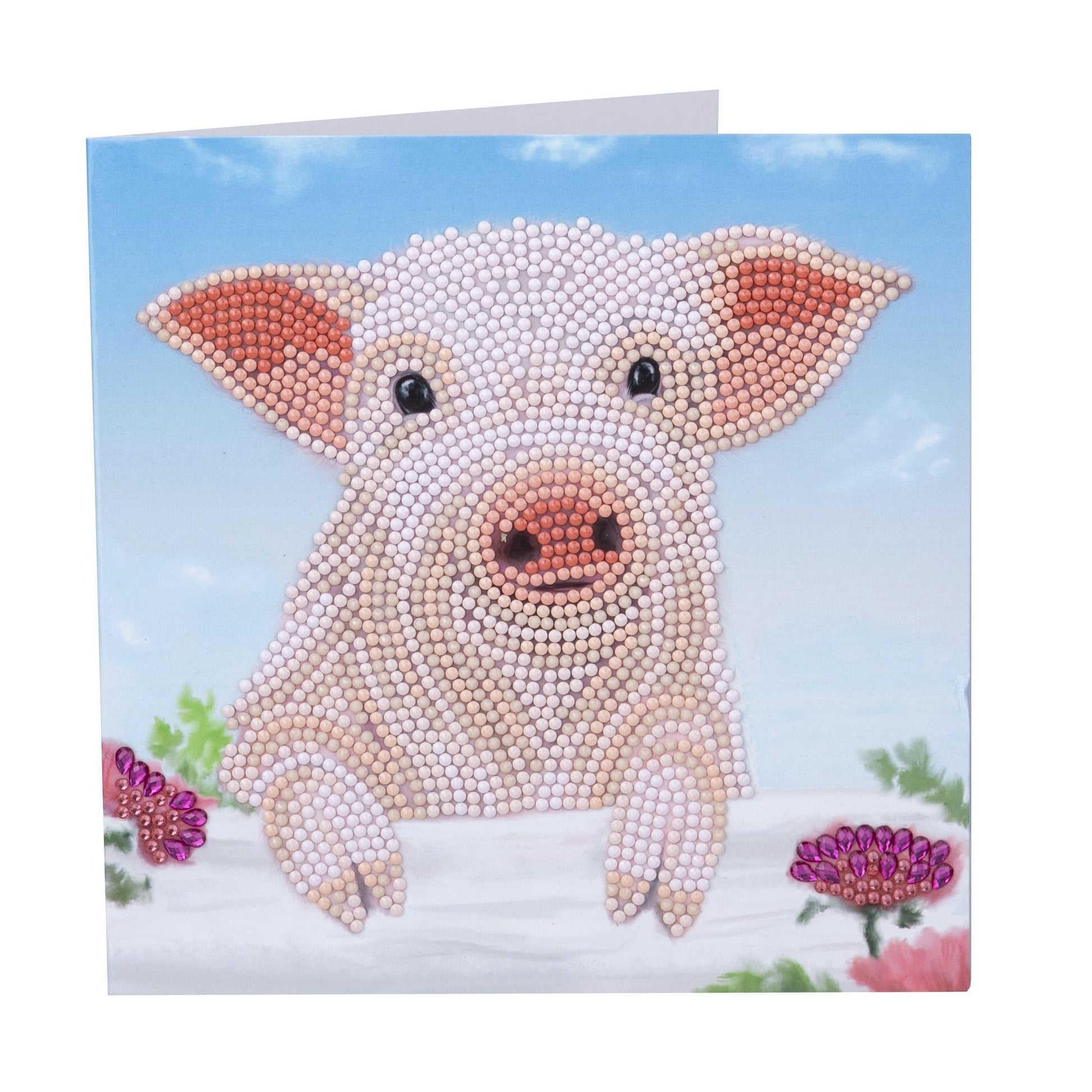 Pig on the Fence Crystal Art Card Kit Craft Buddy