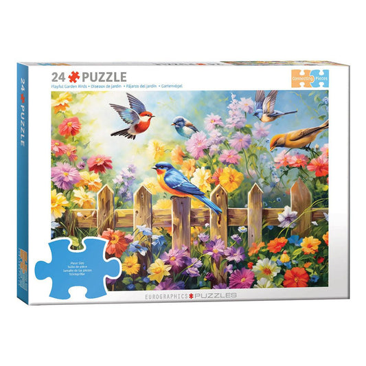 Playful Garden Birds 24 Connecting Pieces Jigsaw Puzzle Eurographics