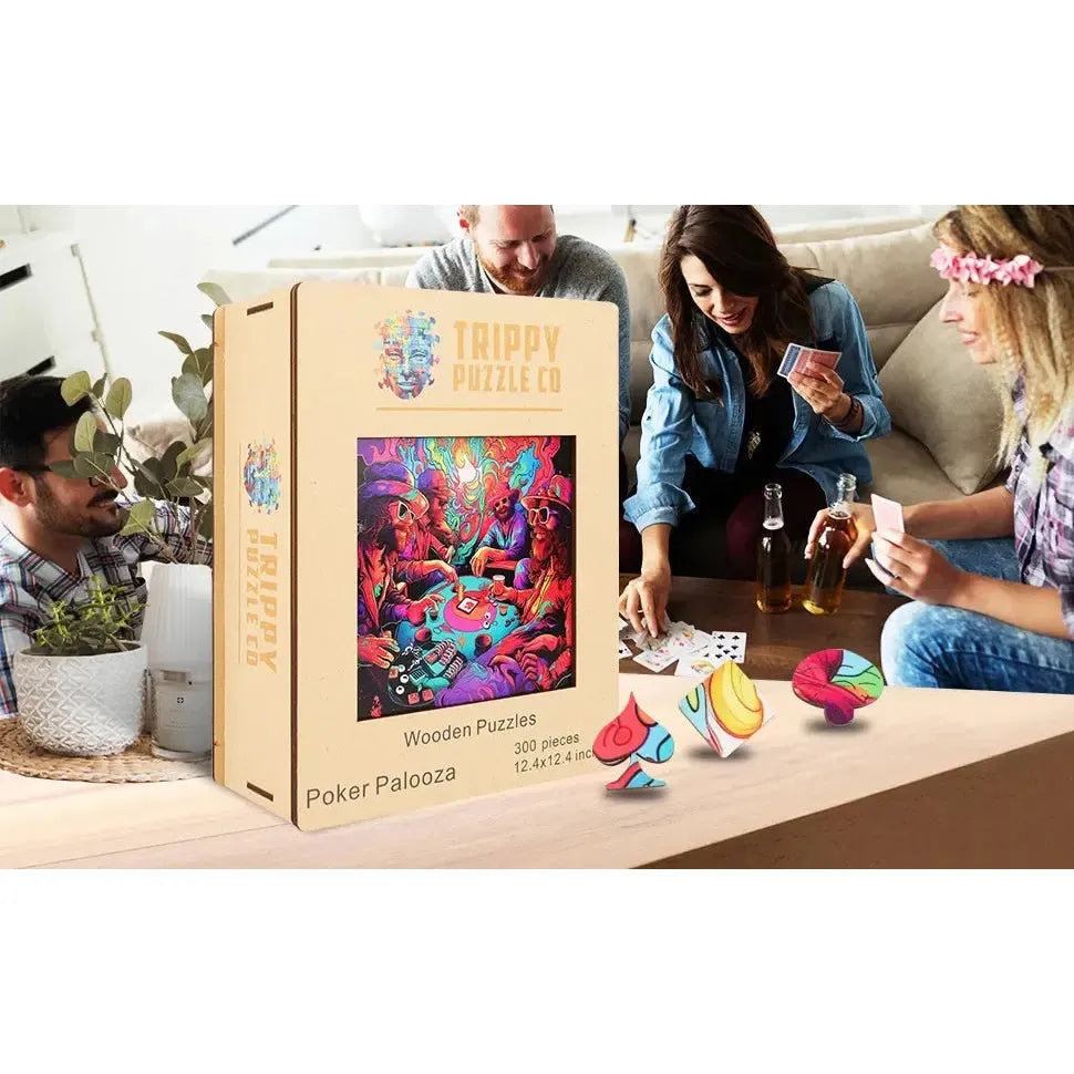 Poker Palooza 300 Piece Wooden Jigsaw Puzzle Trippy