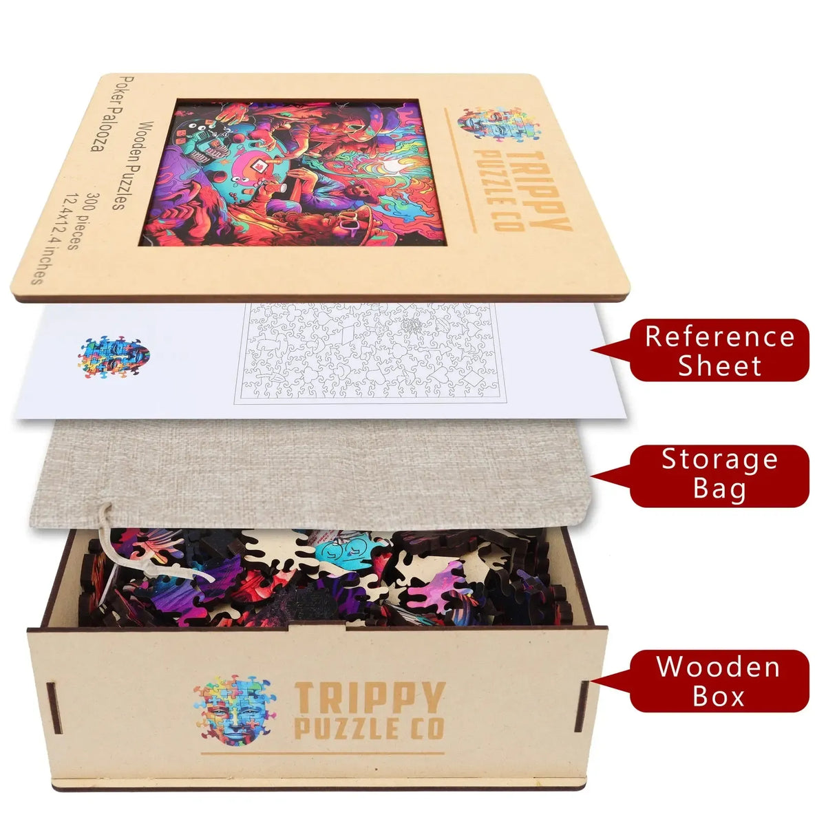 Poker Palooza 300 Piece Wooden Jigsaw Puzzle Trippy
