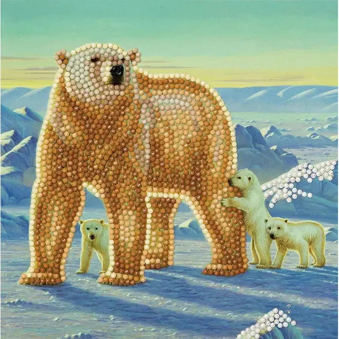 Polar Bear Family Crystal Art Card Kit Craft Buddy