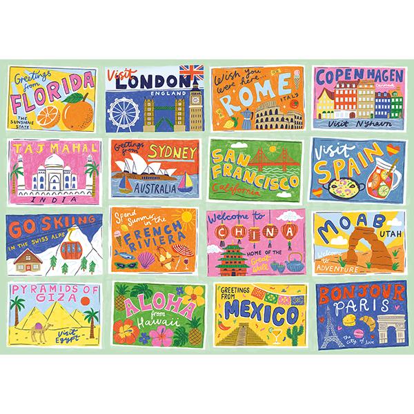 Postcards 1000 Piece Jigsaw Puzzle Happily