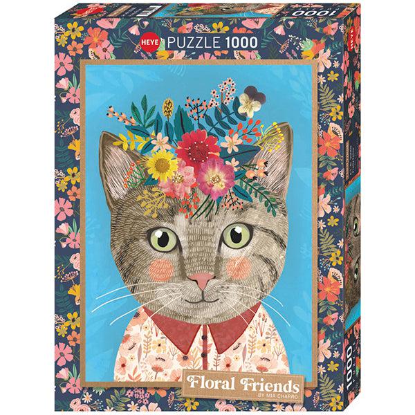 Pretty Feline Floral Friends 1000 Piece Jigsaw Puzzle Heye