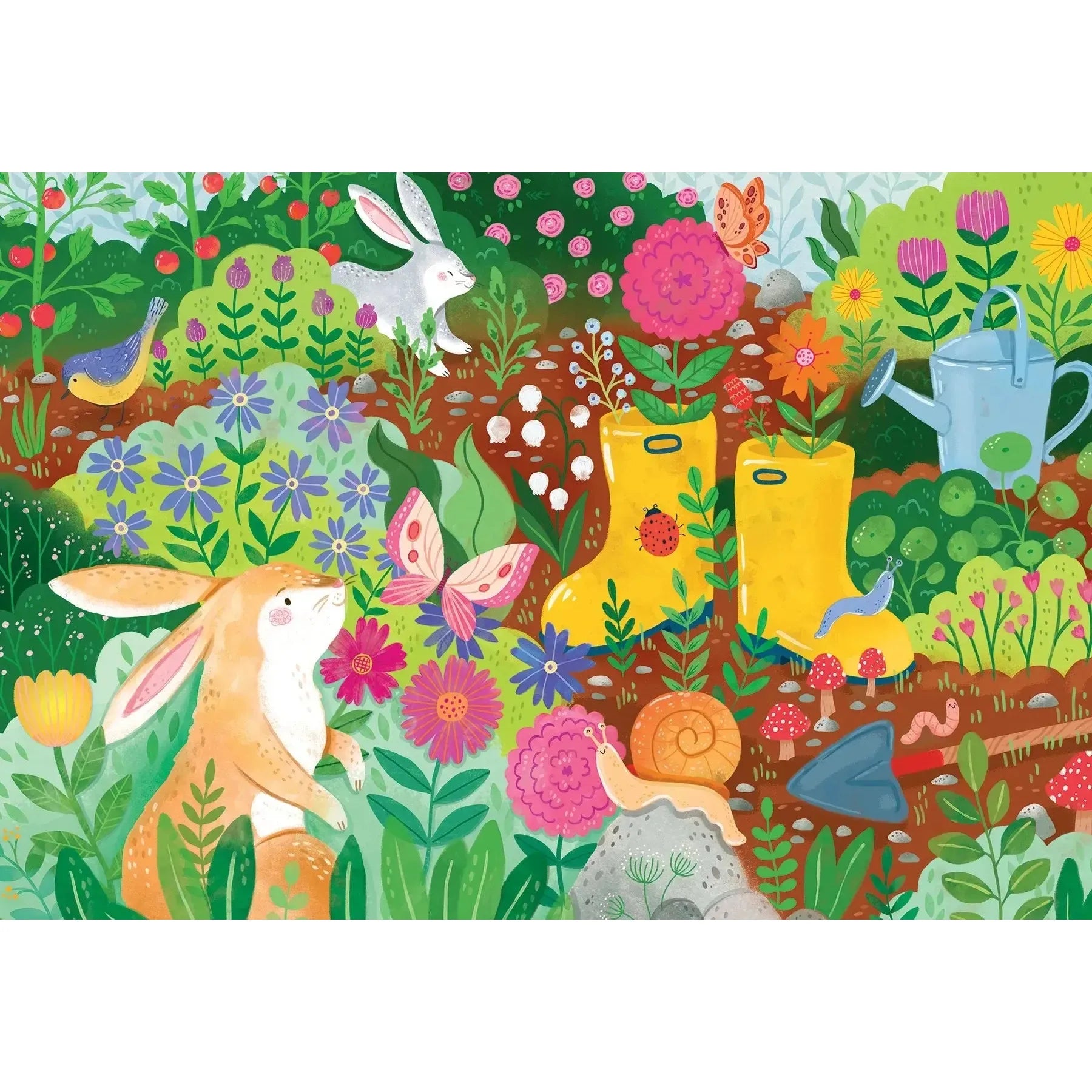 Rabbit Garden 100 Large Piece Jigsaw Puzzle Cobble Hill