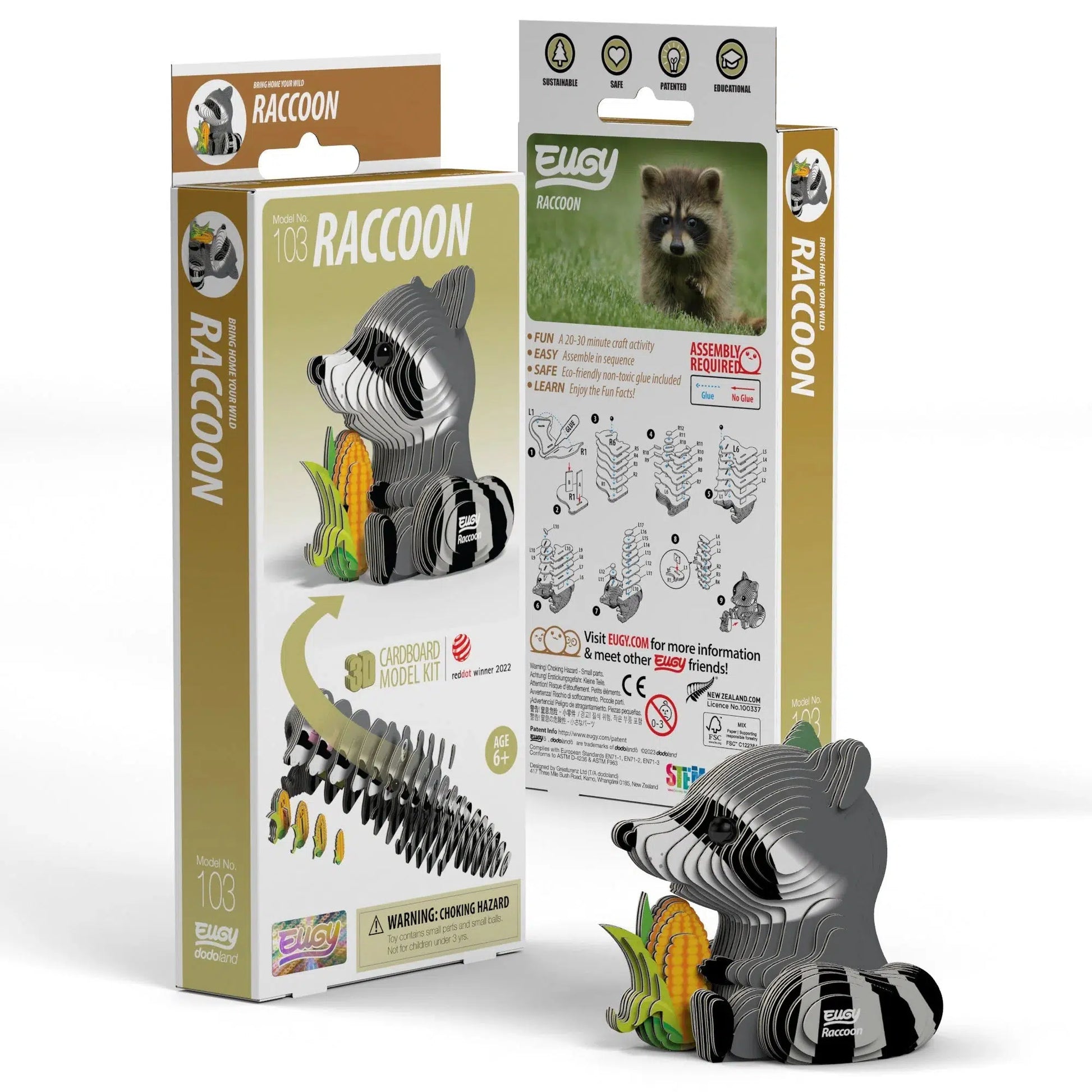 Raccoon 3D Cardboard Model Kit Eugy