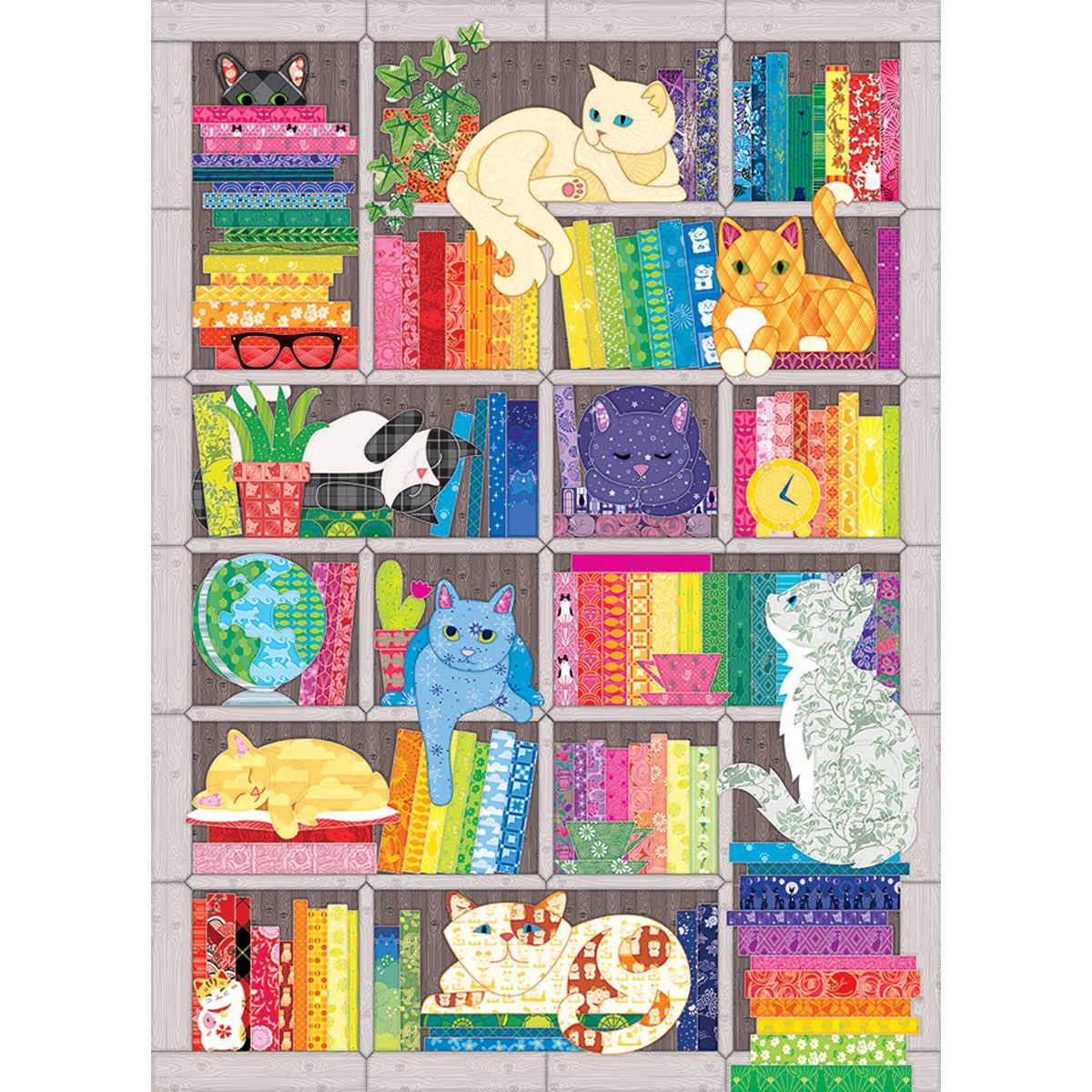 Rainbow Cat Quilt 1000 Piece Jigsaw Puzzle Cobble Hill