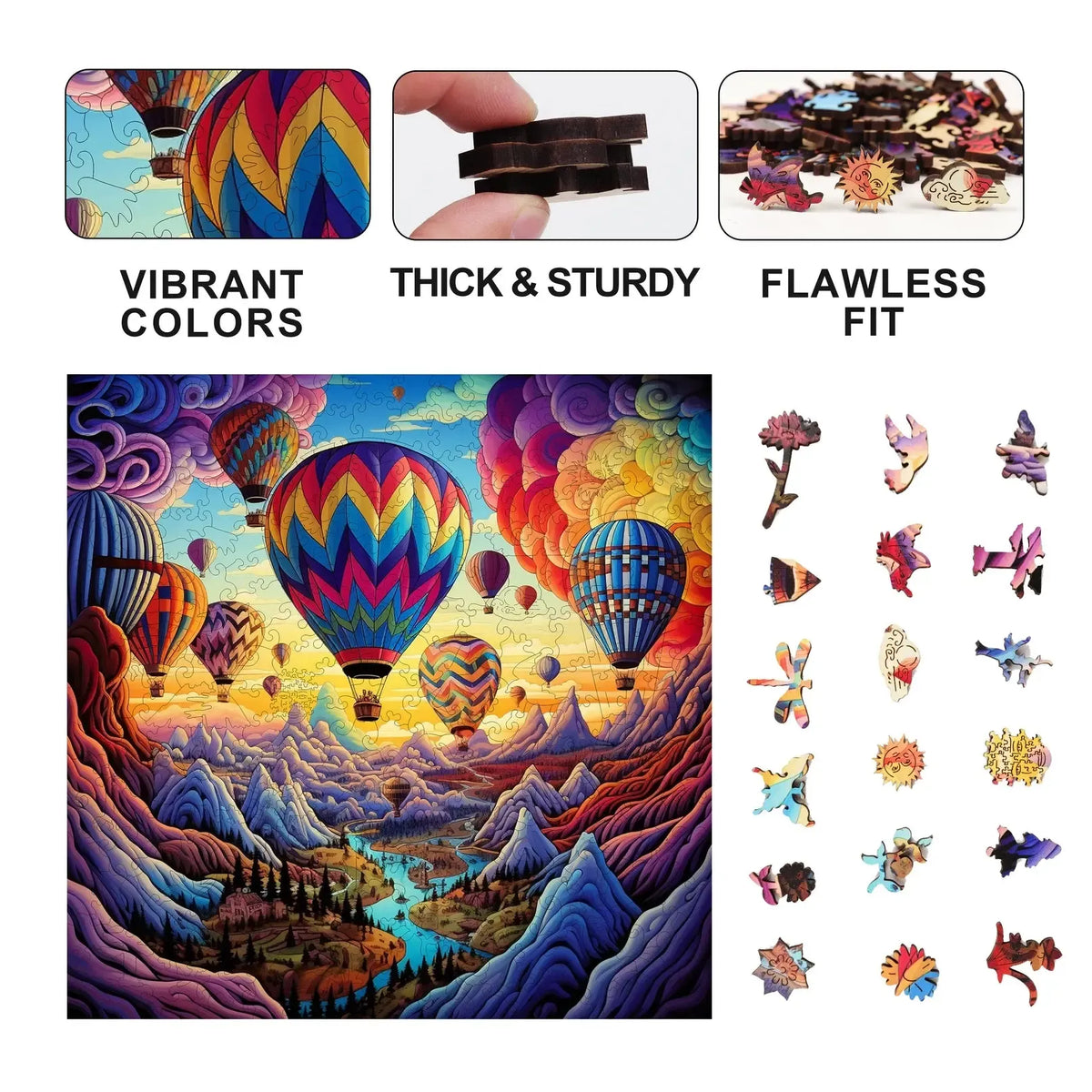 Rainbow Ride 300 Piece Wooden Jigsaw Puzzle Trippy