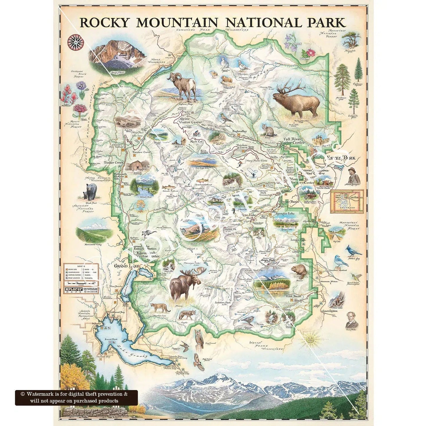 Rocky Mountain National Park 1000 Piece Jigsaw Puzzle Xplorer Maps