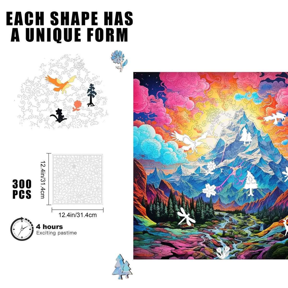 Rocky Ridges 300 Piece Wooden Jigsaw Puzzle Trippy