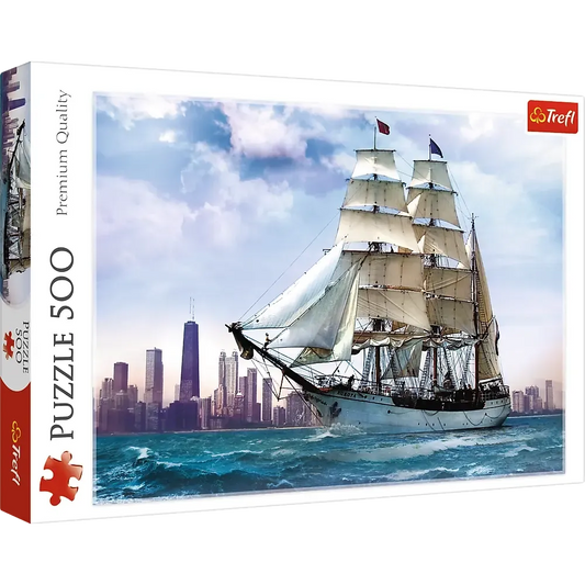 Sailing Towards Chicago, Lake Michigan 500 Piece Jigsaw Puzzle Trefl