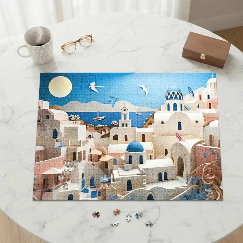Santorini Greece 1000 Piece Jigsaw Puzzle Final Piece