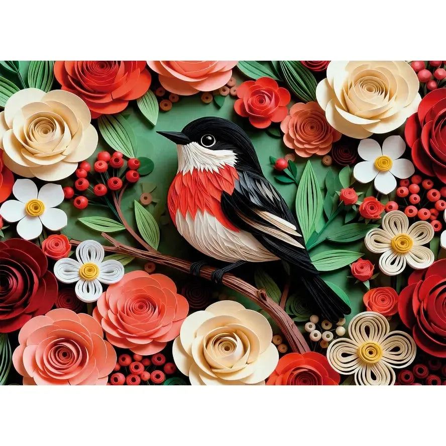 Scarlet Songbird 1000 Piece Jigsaw Puzzle Final Piece