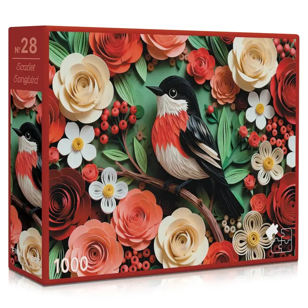 Scarlet Songbird 1000 Piece Jigsaw Puzzle Final Piece