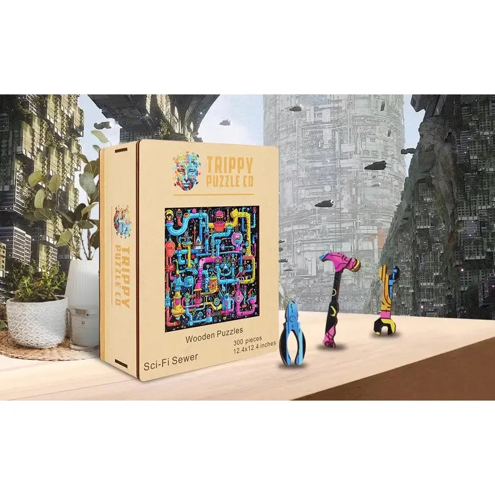 Sci-Fi Sewer 300 Piece Wooden Jigsaw Puzzle Trippy