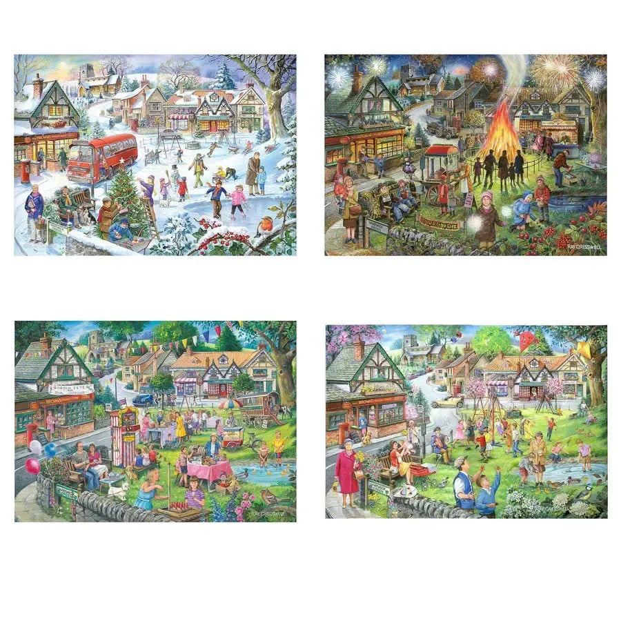 Seasons on the Green Set of 4 500 Piece Jigsaw Puzzles HOP
