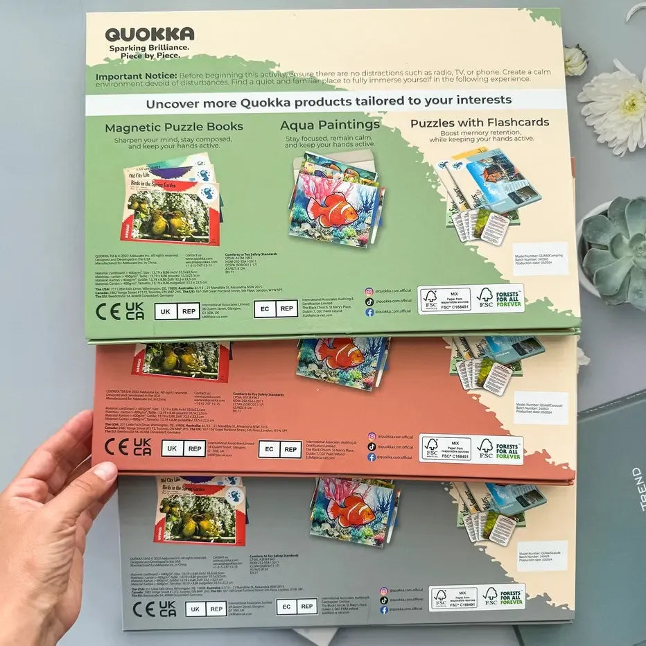 Set of 3 60 Piece Tray Jigsaw Puzzles with Conversation Cards Quokka