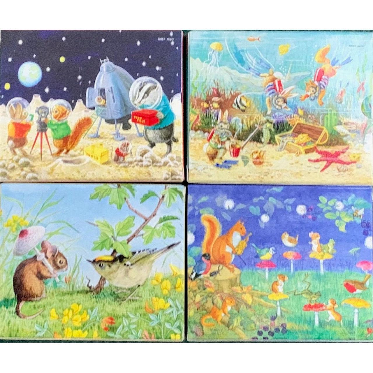 Set of 4 Classic British Illustrations 36 Piece Mini Jigsaw Puzzles eeBoo