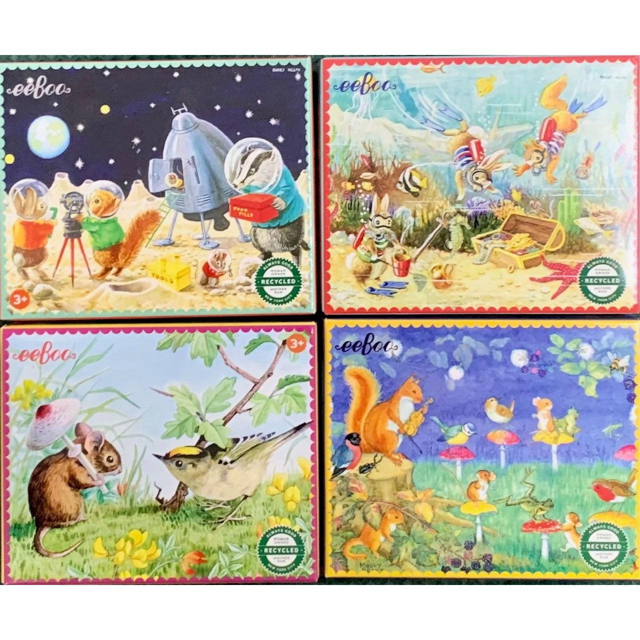 Set of 4 Classic British Illustrations 36 Piece Mini Jigsaw Puzzles eeBoo