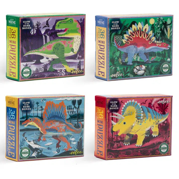 Set of 4 Dinosaur 36 Piece Mini Jigsaw Puzzles eeBoo