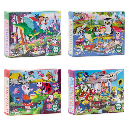 Set of 4 Fairy & Tales 36 Piece Mini Jigsaw Puzzles eeBoo