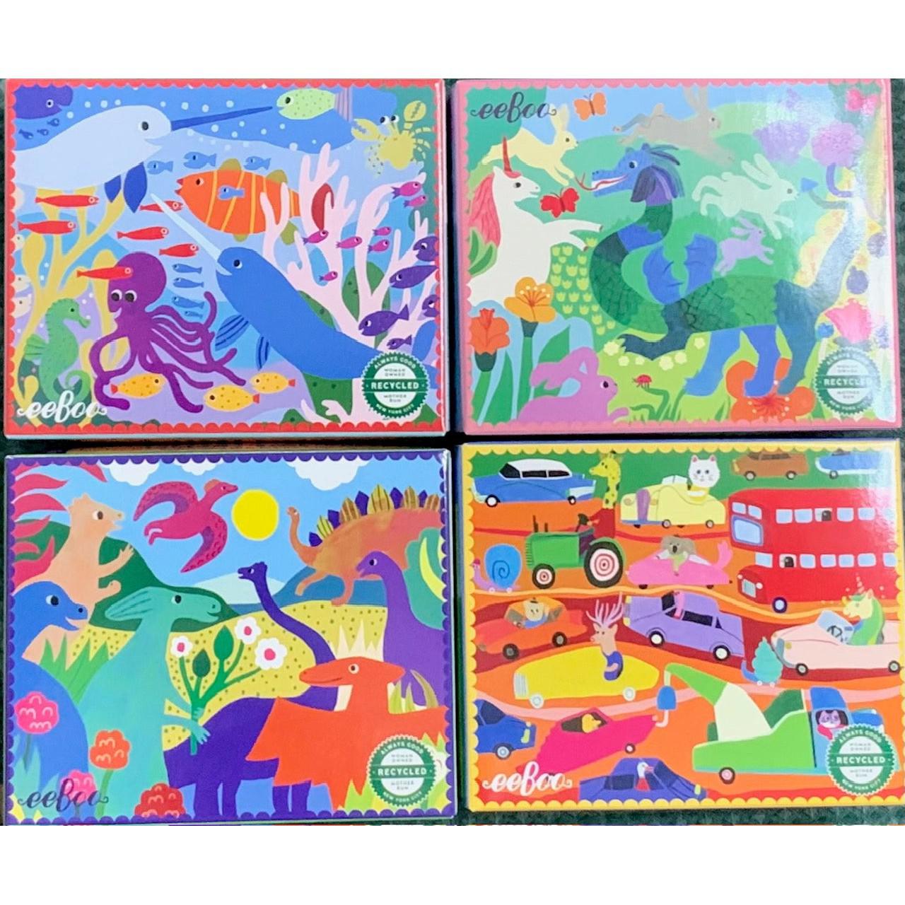 Set of 4 Monika Forsberg Animal 36 Piece Mini Jigsaw Puzzles eeBoo