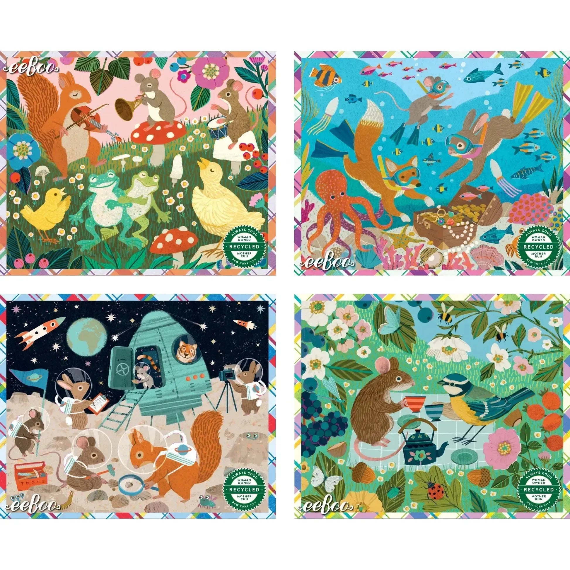 Set of 4 Victoria Ball 36 Piece Mini Jigsaw Puzzles eeBoo