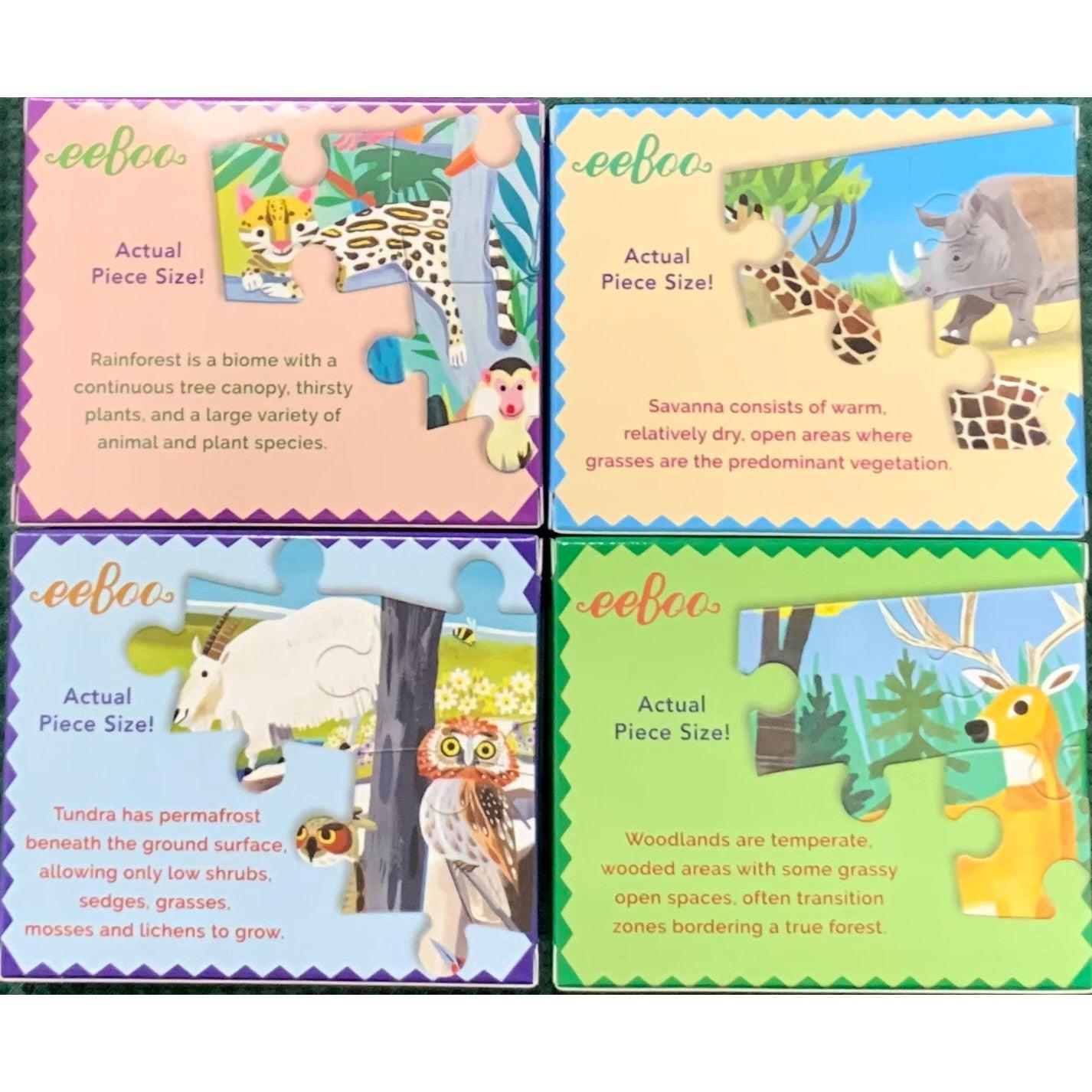 Set of 4 Wild Habitats Animal 36 Piece Mini Jigsaw Puzzles eeBoo