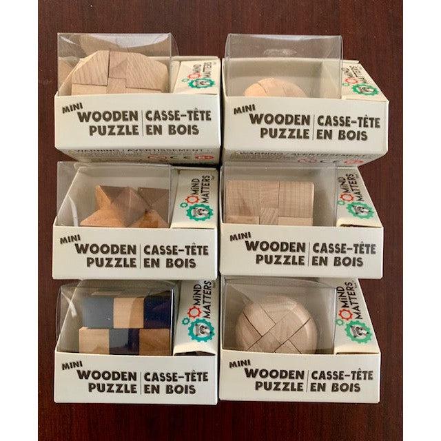 Set of 6 Mini Wooden Brain Teaser Puzzles Mind Matters